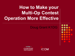 How to Make your Multi-Op Contest Operation More Effective