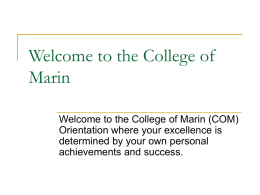 Welcome to the College of Marin