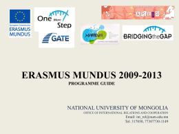 ERASMUS MUNDUS 2009-2013 PROGRAMME GUIDE