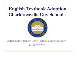 English Textbook Adoption Charlottesville City Schools