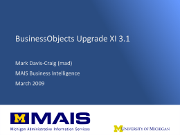 Business Objects Upgrade XI 3.1