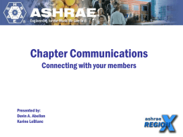 2003 – 2004 ASHRAE Region XI CRC Chapter Summary Report