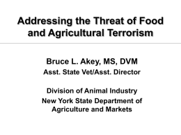 Assessing the Threat of Food and Agricultural Terrorism