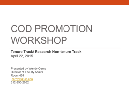 COD Promotion Workshop
