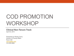 COD Promotion Workshop