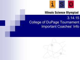 College of DuPage Tournament Coaches’ Meeting