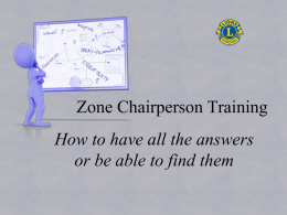 Zone Chairperson Training - Lions Clubs International