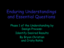 Enduring Understandings and Essential Questions