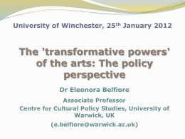 Dr Eleonora Belfiore - University of Winchester