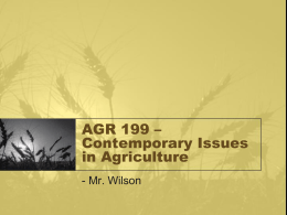 AGR 199 – Contemporary Issues in Agriculture