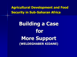 Agricultural Development and Food Security in Sub