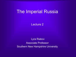 The Imperial Russia - Southern New Hampshire University