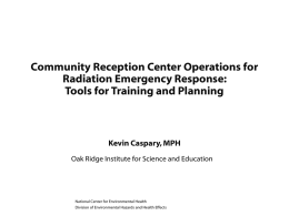 Community Reception Center Operations for Radiation