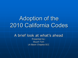 The Building Code” - ICC Los Angeles Basin Chapter