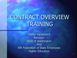 Contract Overview Training - Home | The Evergreen State
