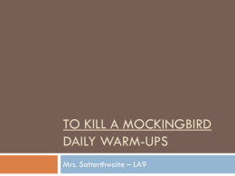 To Kill a Mockingbird Daily Warm-Ups