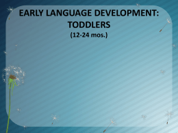 EARLY LANGUAGE DEVELOPMENT: TODDLERS
