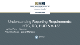 Understanding Reporting Requirements: LIHTC, RD, HUD & A-133