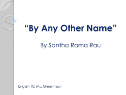 By Any Other Name” By Santha Rama Rau