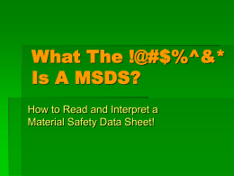 What The !@#$%^&* Is A MSDS?