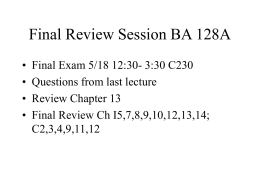 Final Review Session BA 128A