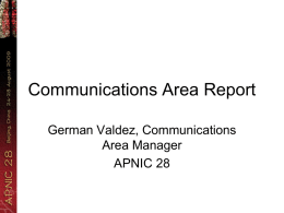 Communications Area Report