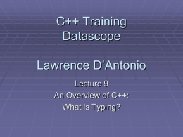 C++ Training Datascope Lawrence D’Antonio