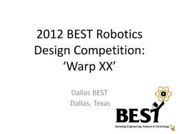 Welcome to the 2012 BEST competition: ‘Warp XX’