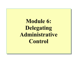 Module xx: Delegating Administration