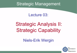 Lecture XX: Strategic Analysis II: Internal Capabilities