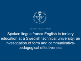 Spoken lingua franca English in tertiary education at a