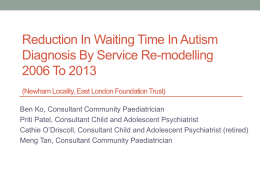 Reduction in waiting time in autism diagnosis by service