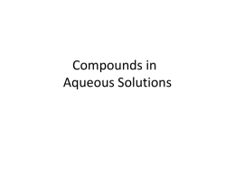 Compounds in Aqueous Solutions