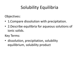 Solubility Equilibria - Santa Susana High School