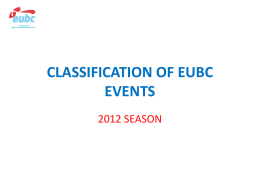 CLASSIFICATION OF EUBC EVENTS