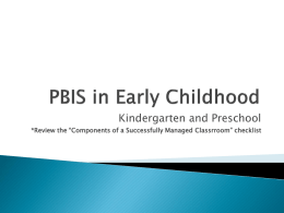 PBIS in Early Childhood - NorthWest PBIS Network