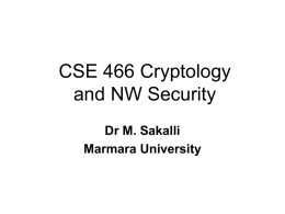 Introduction to Cryptology and NW Security