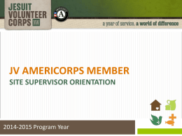 Site Supervisor Orientation - Jesuit Volunteer Corps Northwest