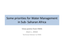 Some priorities for Water Management in Sub