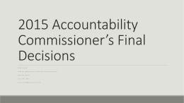 2015 Accountability Commissioner’s Final Decisions