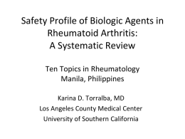Safety Profile of Biologic Agents in Rheumatoid Arthritis