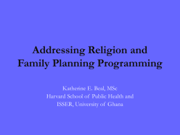 Addressing Religion and Family Planning Programming