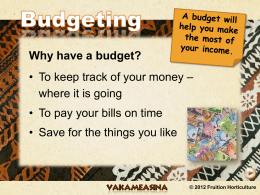 VM Budgeting - Welcome to the Vakameasina Portal