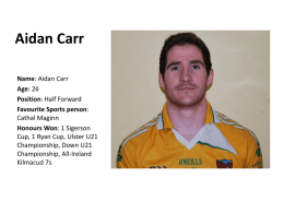 Aidan Carr - Clonduff Home Page