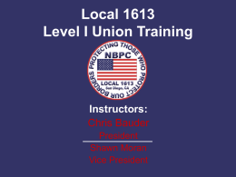 Level I - Basic Rep Training - National Border Patrol Council