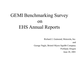 GEMI Benchmarking Survey on EHS Annual Reports