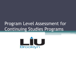 Program Level Assessment for Continuing Studies Programs