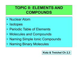 TOPIC II: ELEMENTS AND COMPOUNDS