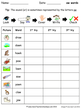 Year 1 Spellings aw words - Teaching resources: lesson