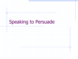 Speaking to Persuade - Youngstown State University